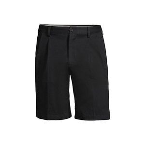 NWT LANDS' END BOY'S PLEATED FRONT CHINO SHORTS BLACK 16